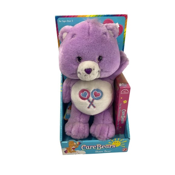 NOS Vintage Care Bears Share Bear Plush Toy Box & VHS tape collectible 2002 - Picture 1 of 10